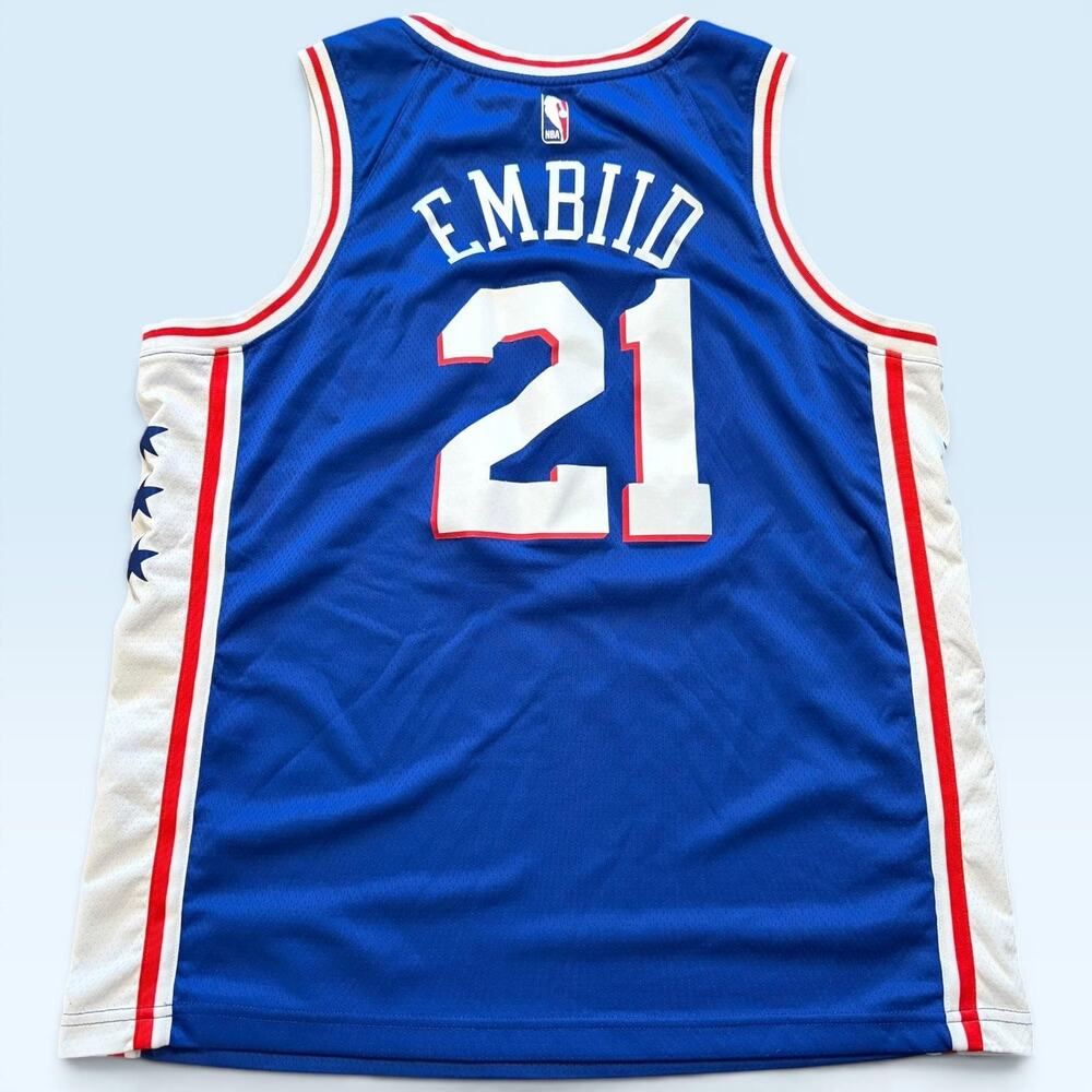 Philadelphia 76ers Jersey Mens XL Blue NBA Basketball Nike Dri-FIT Joel Embiid